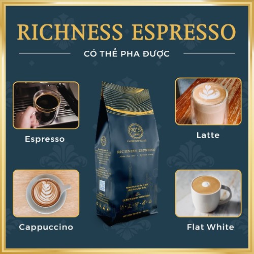 Cafe rang xay cao cap richness espresso pha duoc rat nhieu loai cafe