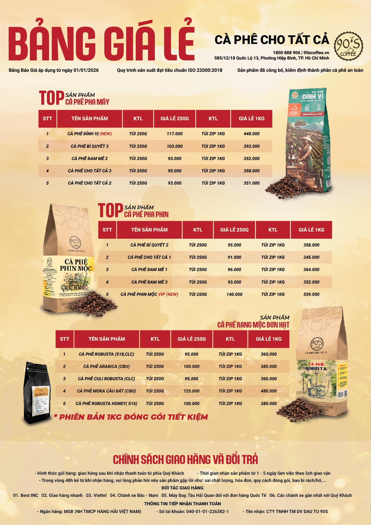 Bảng báo giá lẻ tháng 1 2026