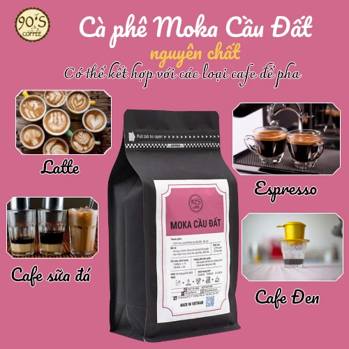 Thanh pham cafe tu hat Moka: Latte / Cafe sua da / Cafe Den / Espresso