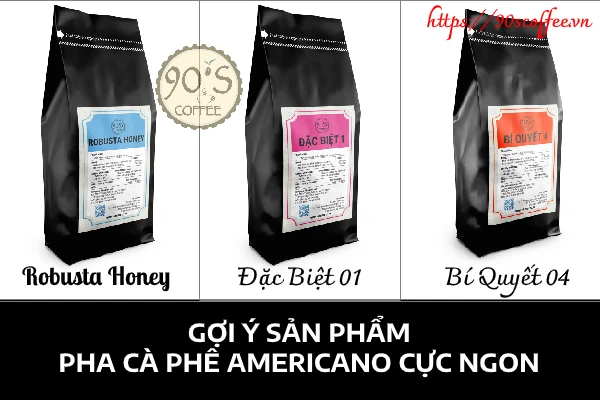 pha café Americano bằng các sản phẩm của 90S Coffee Vietnam