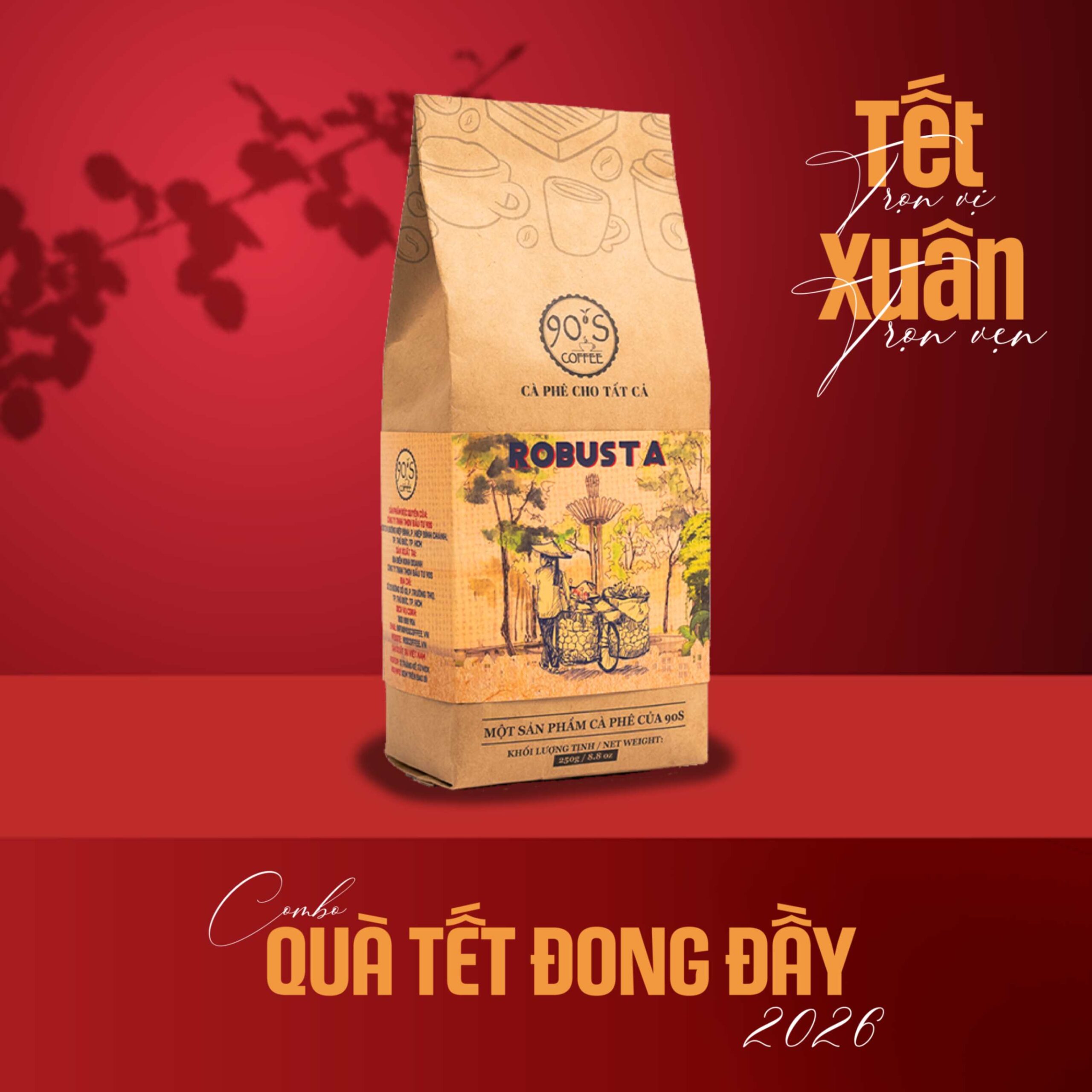 Cà phê Robusta rang mộc nguyên chất 250g